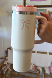 Pink Bow Knot Color Block Handle Tumbler 40Z