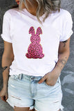White Easter Bunny Sequin Patch Graphic Plus Size Tee
