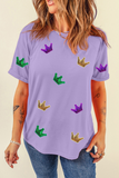 Wisteria Mardi Gras Crown Patched Graphic T Shirt