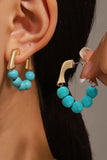 Gold Turquoise Bead Plated Alloy Hook Earrings