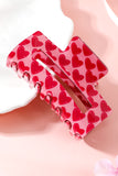 Fiery Red Heart Print Hollow Out Square Hair Claw Clip