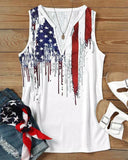 Independence Day Flag Print Notch Neck Tank Top