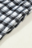 Black Plaid Print Chest Pockets Buttoned Tunic Shacket