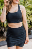 Black Crossover Bikini Tank and Skort Swimwear