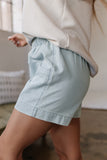 Beau Blue Light Wash Pocketed Wide Leg Denim Shorts