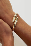 Gold Minimalist Plated Alloy Open Bangle Bracelet