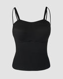 Spaghetti Strap Built in Bra Slim Fit Tank Top Sexy Back Criss Cross Workout Camisole Tops