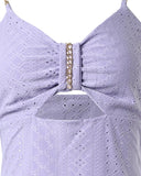 Eyelet Embroidery Chain Strap High Dress