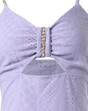 Eyelet Embroidery Chain Strap High Dress