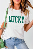 White LUCKY Printed Round Neck St Patricks T Shirt