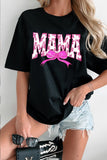 Black Floral MAMA Bow Graphic Crewneck T Shirt