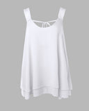 Love Heart Pattern Contrast Lace Layered Chiffon Tank Top