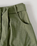 Round Neck Casual Tank Top with Front Slit Belted Midi Skirt Set