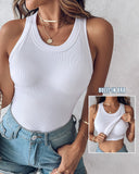 ChicMe Built in Bra Ribbed Round Neck Tank Top