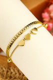 Gold Triple Heart Double Layer Adjustable Chain Bracelet