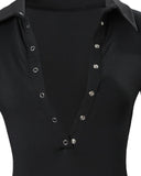 Long Sleeve Button Detail Skinny Bodysuit
