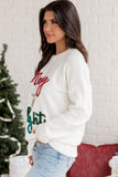 White Tinsel Merry and Bright Graphic Christmas Sweater