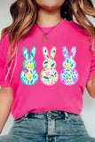 Rose Red Floral Easter Bunny Graphic Crew Neck Easter Tee