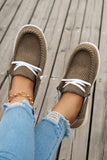 Coffee Solid Ribbed Criss Cross Slip On Casual Shoes