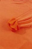 Orange Plain Drop Shoulder Crewneck Pullover Sweatshirt