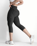 Butt Lifting Biker Capris Leggings High Waist Flap Pocket Workout Capris Gym Pants