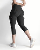 Butt Lifting Biker Capris Leggings High Waist Flap Pocket Workout Capris Gym Pants