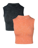 2 Pack Washed Seamless Sleeveless Rib Knit Crop Top