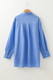 Blue Boyfriend Chest Pocket Tunic Shirt