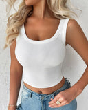 Scoop Neck Sleeveless Ribbed Tank Top Cami Tee Shirts