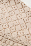 Oatmeal Lace Patchwork Waffle Short Sleeve Top