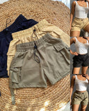 Pocket Design Drawstring Cargo Shorts Casual Strechy Waist Active Shorts