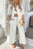 Beige Astra Print Half Sleeve Shirt and Pants Set