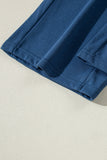 Sail Blue Drawstring High Waist Wide Leg Pocketed Sweatpants