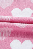 Pink Pearled Heart Print Valentines Crew Neck Sweater