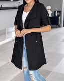 Roll Tab Sleeve Drawstring Trench Coat