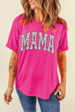 Rose Red Leopard MAMA Printed Crewneck Tee