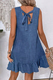 Ashleigh Blue Knot Scoop Back Ruffle Hem Sleeveless Mini Dress