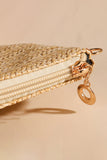 Oatmeal Straw Woven Zipper Chain Shoulder Bag