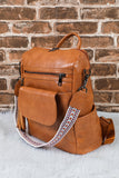 Brown Tassel Decor Retro PU Large Capacity Backpack