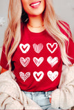 Red Diverse Heart Printed Crewneck Valentines Tee