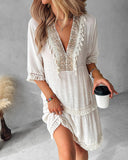 Tribal Embroidery Tassel Design Casual Dress