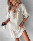 Tribal Embroidery Tassel Design Casual Dress