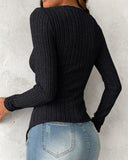 V Neck Overlap Asymmetrical Long Sleeve Top