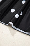 Black Polka Dot/Colorblock Trim V Neck Plus Size Swim Dress