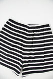 Black White Striped Short Sleeve Top and Shorts Set