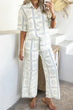 Beige Astra Print Half Sleeve Shirt and Pants Set