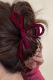 Fiery Red Bow Knot Velvet Large Hair Clip