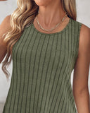 Hollow Out Criss Cross Ribbed Tank Top