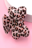 Pink Leopard Print Bow Knot Shape Hair Claw Clip