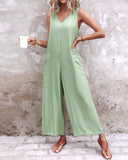 V Neck Pocket Design Casual Jumpsuit